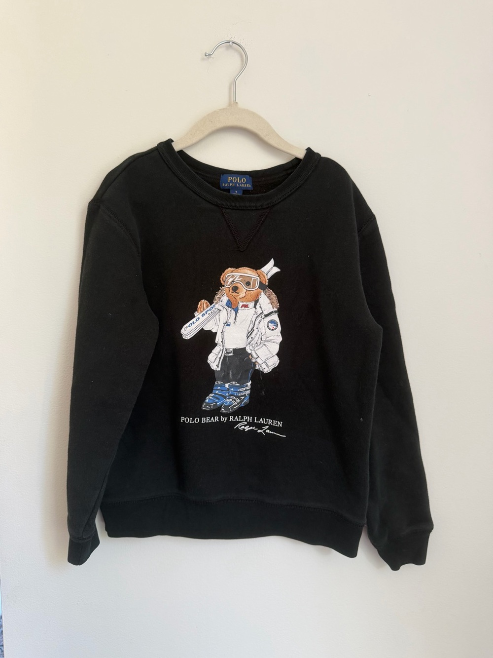 Polo by Ralph Lauren Kids Black Polo Ski Bear Crewneck Sweatshirt (Size 7)